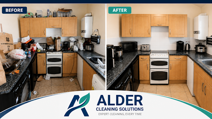 Before and after kitchen clean — Alder Cleaning Solutions